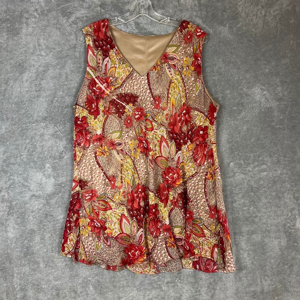 Vintage Beaded Tank Top Womens L/XL Floral Delicate Paisley Bohemian